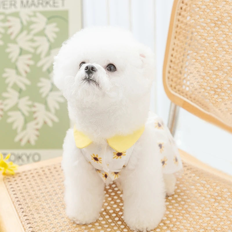 Pet Princess Dress Yellow Sun Flower