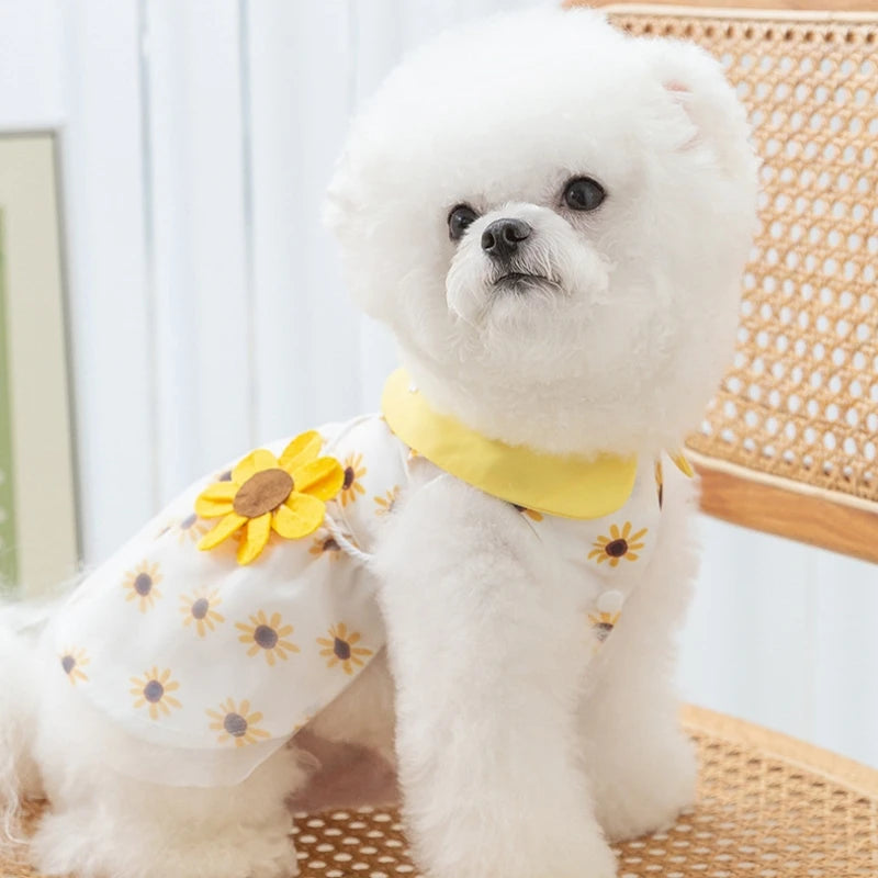 Pet Princess Dress Yellow Sun Flower