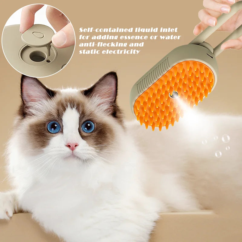 Pet Steam Brush Cat Dog Cleaning Steamy Spray