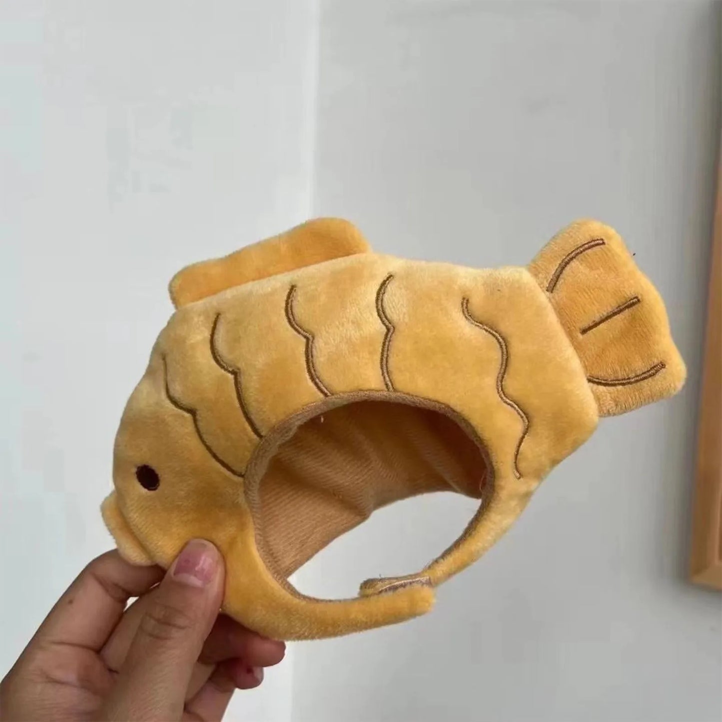 Cartoon Cat Hat Cute Fish Shape Pet Cat Costume Breathable Headdress Hat Cat Pet Headgear Plush Fun Hat Toy Accessories