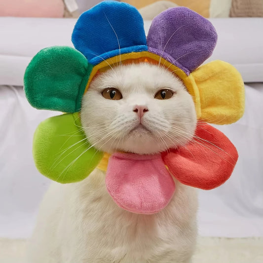 1Pcs Pet headgear cute dog teddy dress sunflower cat headdress wig cat headgear hat pet supplies