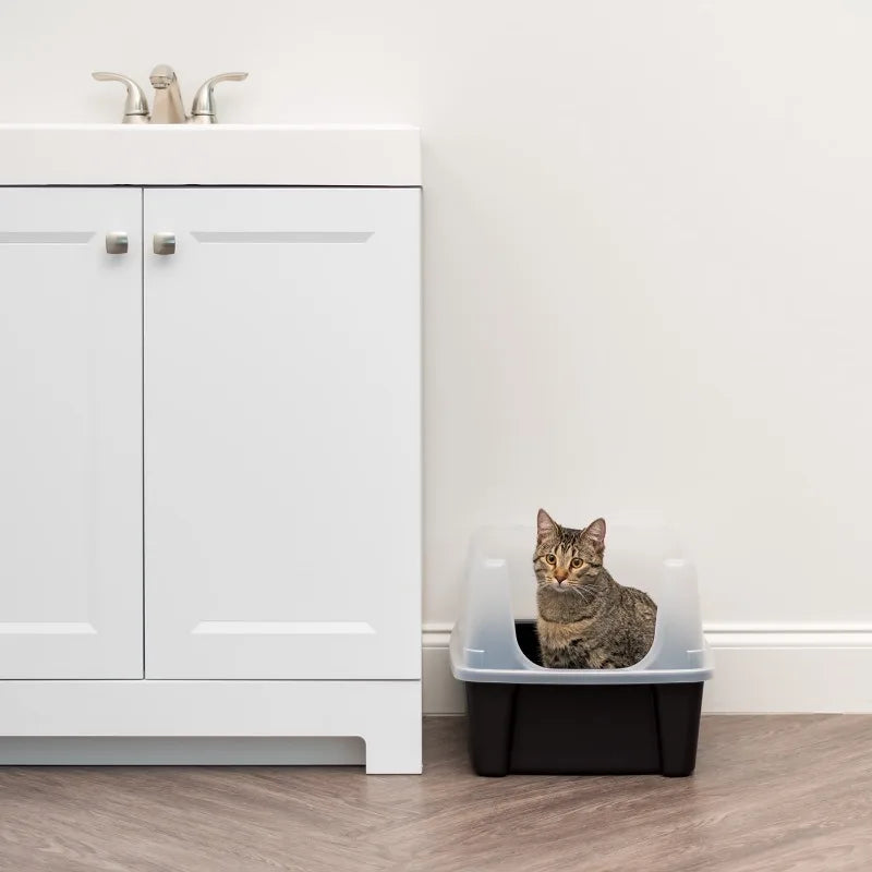 Open Top Cat Litter Box with Shield and Scoop